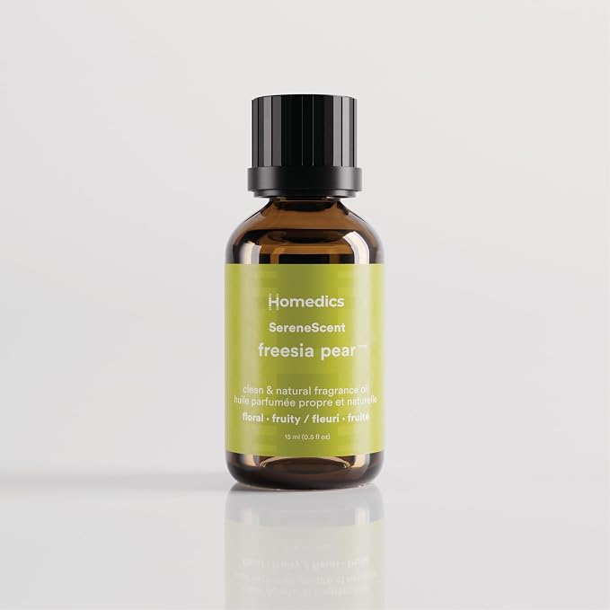 Homedics SereneScent Freesia Pear Fragrance Oil 15ml | Floral Fruity Blend with Pear, Lemon & Freesia | USDA Biobased Essential Oil Diffuser Scent | Waterless Cold Air
