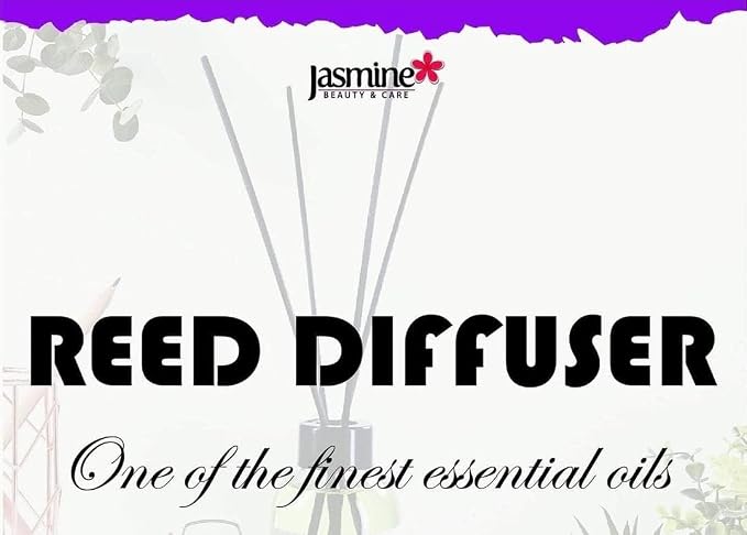 Jasmine Turkish Reed Diffuser (Taksim) Set 3.72 fl.oz, 110ml, Oil Reed Diffuser with 4 Sticks for Your Office, Bedroom, Bathroom and Kitchen. A Nice Gift to Love. Jasmine Beauty And Care.