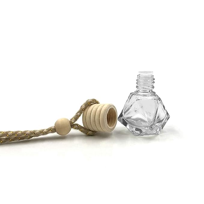 10 Packs Car Hanging Diffuser Empty Glass Perfume Bottles Air Freshener Diffuser Bottle Pendant Oil Fragrance Aromatherapy Bottle Ornament Decor (diamond)