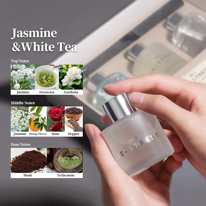 3 Pack Fragrance Diffuser, 50ML Lavender Geranium Jasmine White Tea Lemongrass Ginger Aromatherapy Diffuser Set with 12 Black Fiber Sticks,Air Freshener for Bedroom Bathroom Office