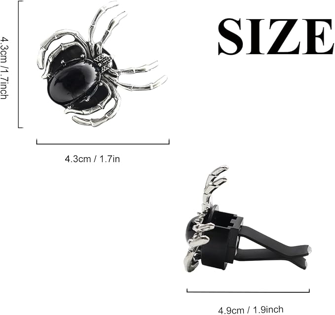 ORIESSE Spider Air Vent Clip,Gothic Car Air Freshener,Black Car Decor for Teens Women,Refillable Essential Oils and Perfume Diffuser