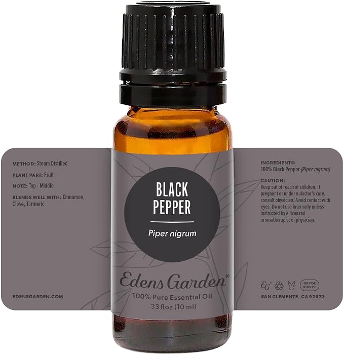 Edens Garden Black Pepper Essential Oil- 100% Pure Premium Grade, Undiluted, Natural, Therapeutic, Aromatherapy, The Best for Diffuser, Skin, Humidifiers, Kid Safe 10 ml (.33 fl oz)