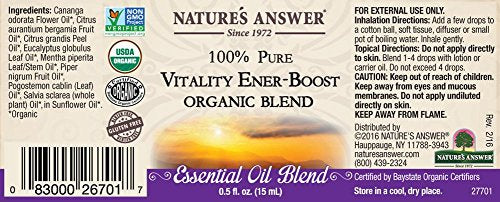 Nature's Answer 100% Pure Organic Essential Oil Blend, 0.5-Ounce, Vitality Ener-Boost