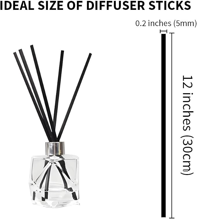 25PCS Black Fiber Reed Diffuser Sticks 12 Inch Long 5mm Diameter Strong Absorption Refill Replacement Reeds for Diffuser Stick Essential Oil Scented Aroma Fragrance Rod for Home Office Spa