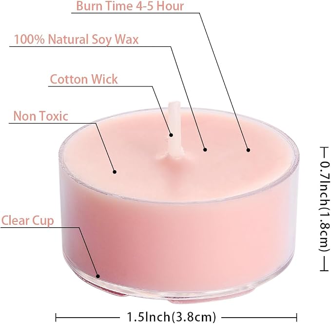 DEYBBY Natural Hibiscus Orchid Scented Soy Wax Tealight Candles Bulk, Aromatherapy Luxury Tea Candle Set of 12-4 Hour Burning Great Gift
