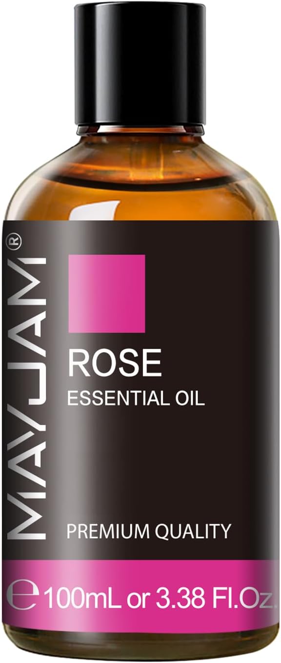 Rose Essential Oil, MAYJAM Essential Oils for Diffusers for Home, 3.38FL.OZ Large Volume Rose Oil for Soap Candle Making Massage