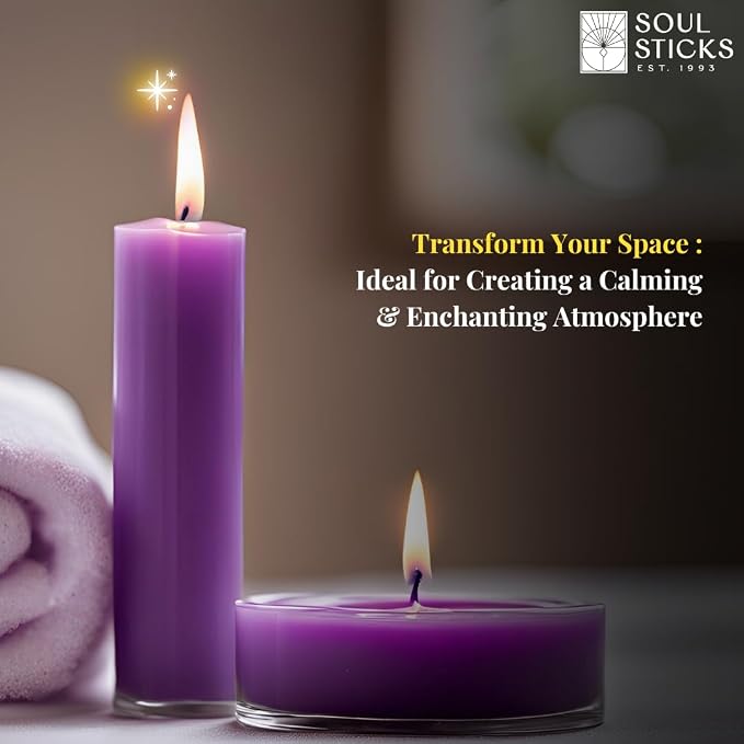 SOUL STICKS 4" Scented Ritual Candles Chime Taper Premium Candles 20 pcs for Rituals, Ceremonies, Meditation, Altar and Spells (Purple/Violet)
