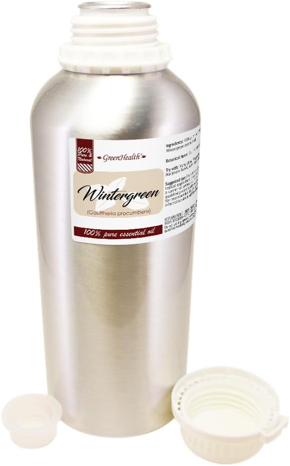 Wintergreen Essential Oil - 32 fl oz - 100% Pure Essential Oil - Aluminum Bottle - Greenhealth
