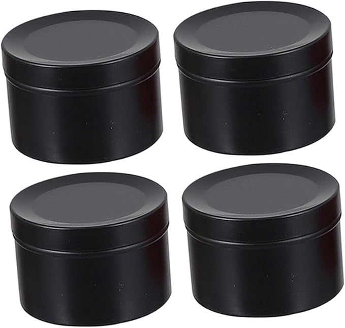 CORHAD 4pcs Aluminum Candle Jars for Candle Making Black Scented Containers Practical Storage for Solid and Liquid for Home Decor and Parties
