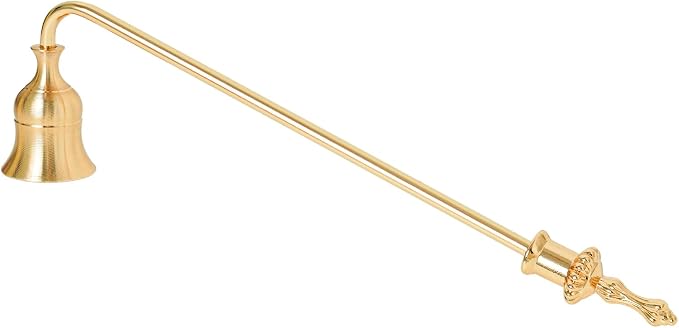 Candle Snuffer, 9-Inch Long Handle for Safe Flame Extinguishing, Smoke-Free & Splash-Free, Aluminum Metal Candle Wick Dipper & Extinguisher for Jar, Pillar, Scented Candles (Gold, 1 Pc)