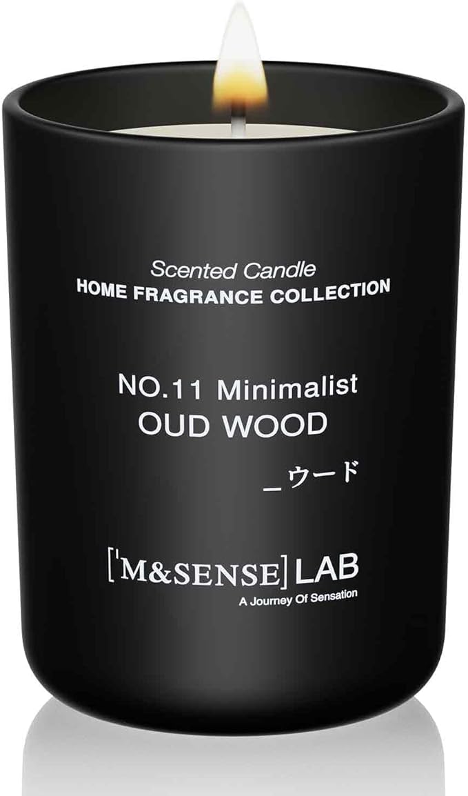 M&SENSE Natural Soy Candle| Oud Wood | 8.82 oz, 50H Burn | Spring Scented Candles for Relaxation,Meditation, Home Décor | for Bedroom, Office, Party Medium
