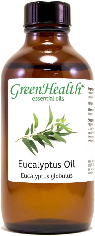 GreenHealth Eucalyptus Essential Oil 4 fl oz – 100% Pure & Natural – Aromatherapy Oil for Diffuser, Air Freshener, Cleaning, Home Fragrance – Therapeutic Grade – Large Value Size