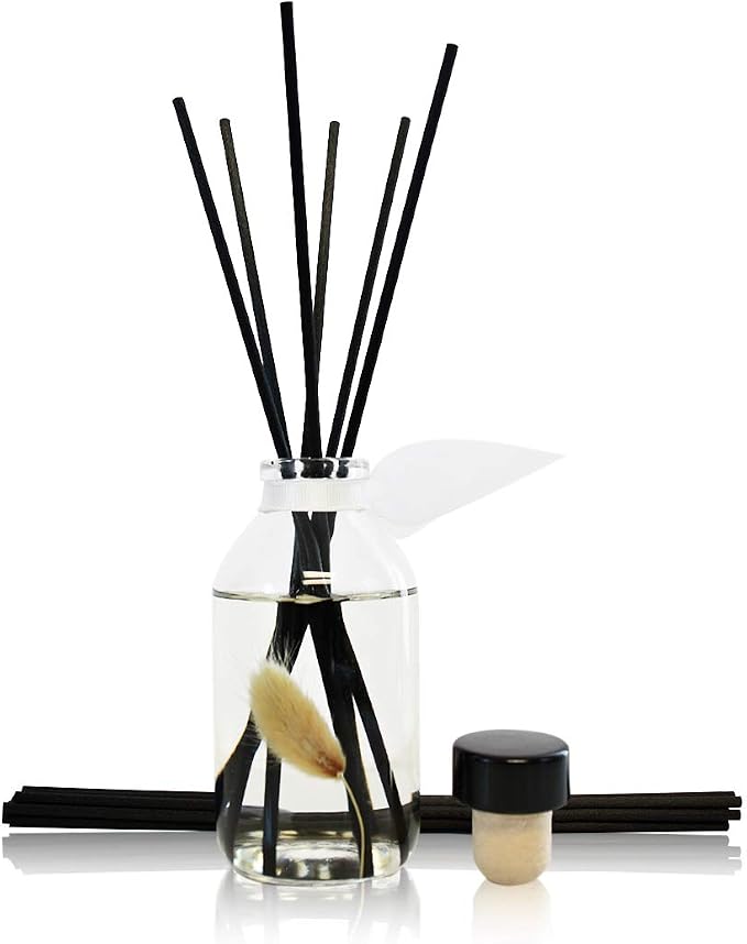 Cotton Blossom Diffuser Set, Shelf Decor, Home Fragrance, Room Scent | Sun dried linen, grass, and mandarin blossom profile, guest bath, decorative glass bottle, entryway, living room