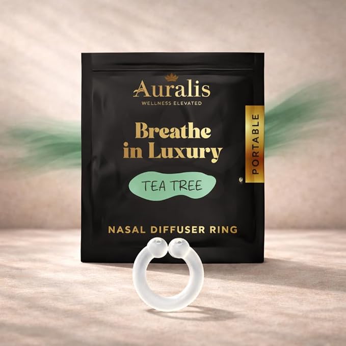 Auralis Discovery Set – Nasal Diffuser Rings for Aromatherapy | Silicone Essential Oil Inhaler | 5 Scents: Eucalyptus, Lavender, Peppermint, Lemon & Tea Tree | Calm & Focus