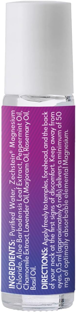 VAL Lombardi Magnesium Stick Rollon with Peppermint & Other Essential Oils - Cooling Comfort for Your Head. Metal Roller. Made in the USA. 10 ml.