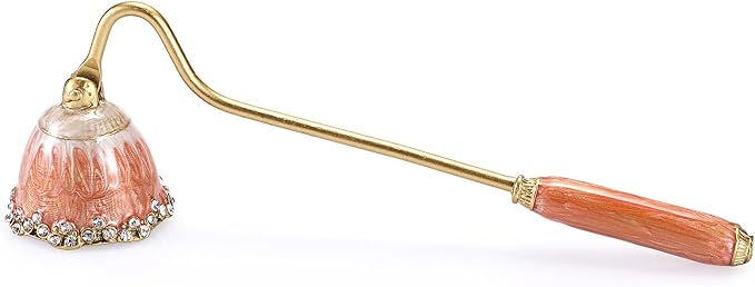 OwnMy Candle Snuffer Decorative Metal Candle Extinguisher with Long Handle, Vintage Candle Flame Snuffer and Wick Trimmer Tool, Elegant Candles Care Accessory Kit, Orange