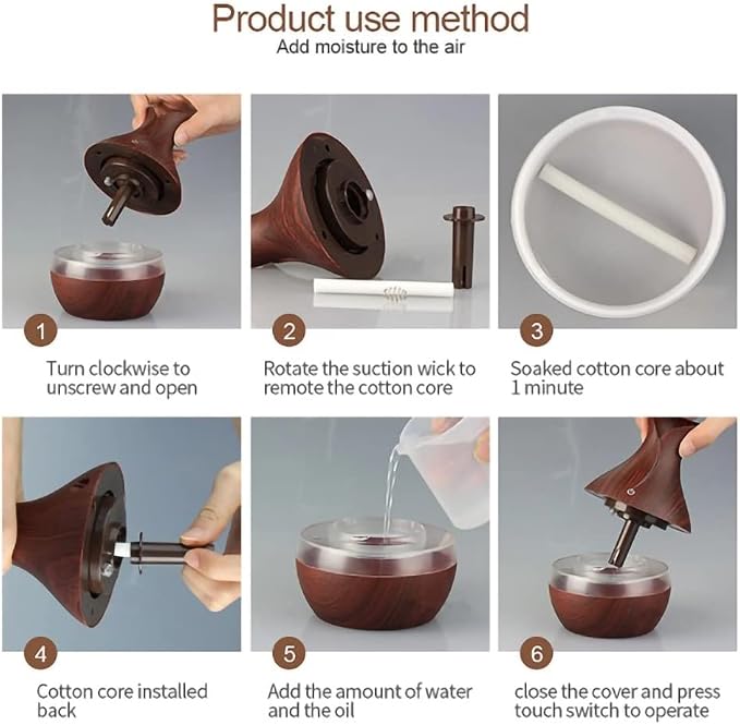 Essential Oil Diffuser 10 Hours One-Fill Diffuser Electronic Ultrasonic Humidifier Aromatherapy Home Essential Oil Cool Mist with 7 Color Lights Auto Shut-Off - 300ML