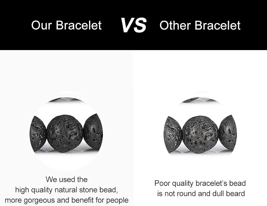 M MOOHAM Mens Bracelet - Beaded Natural Stone 8mm Tiger Eye Matte Agate Lava Rock Bracelets for Men Teen Boys Grandpa Dad Birthday Gifts Jewelry