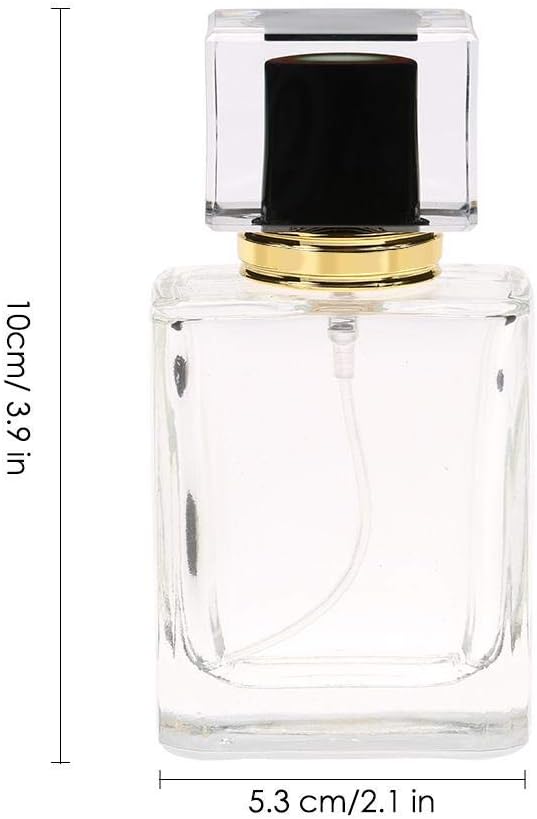 Refillable Perfume Bottle, 50ml/1.75fl oz Portable Glass Empty Perfume Refillable Containers Bags-Cases Replacement, Transparent Dropper Cologne Atomizer