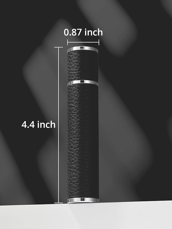 10ML Genuine Leather Atomizer Sprayer for Perfume - Portable Mini Cologne Sprayer for Woman Man - Perfume Travel Refillable Bottle,Travel Essential Fragrance Spray Bottle (Black)