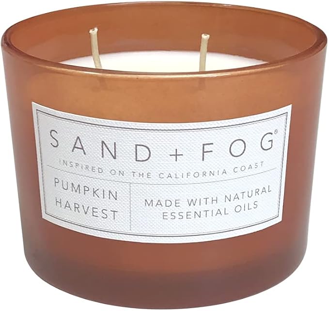 Sand + Fog Scented Candle - Pumpkin Harvest – Additional Scents and Sizes – 100% Cotton Lead-Free Wick - Luxury Air Freshening Jar Candles - Perfect Home Decor – 12oz