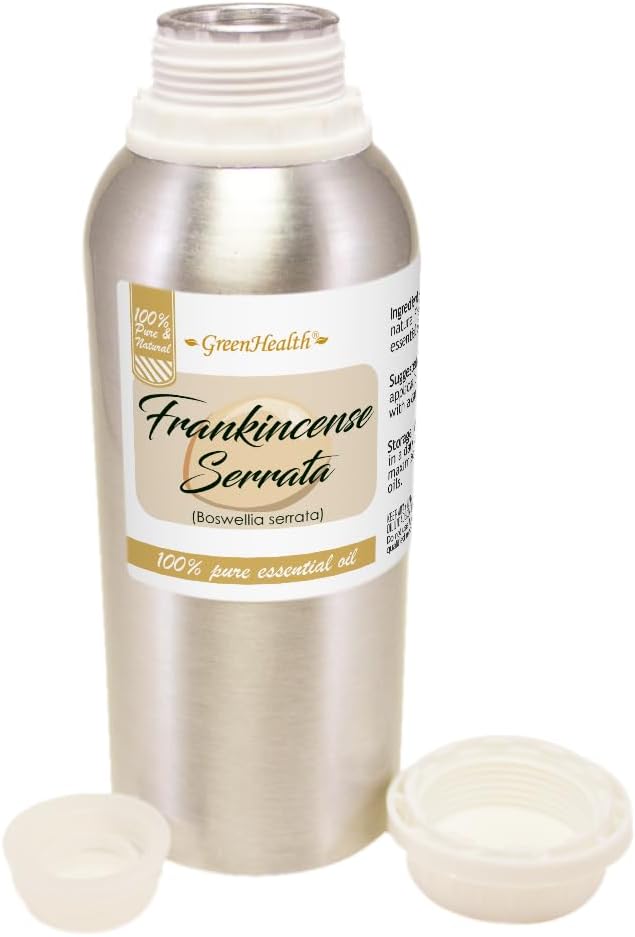 Frankincense Serrata Essential Oil – 8 fl oz (237 ml) Aluminum Bottle w/Plug Cap – 100% Pure Essential Oil – GreenHealth
