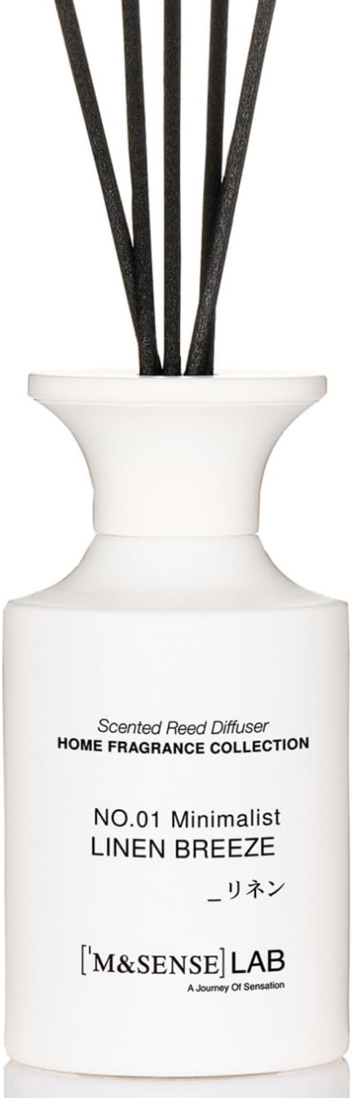 M&SENSE Minimalist Large Reed Diffuser 300ml, Linen Breeze Scented with Natural Essential Oils, Long Lasting with 7 Sticks, Non-Toxic Home Fragrance for Bedroom, Bathroom Decor