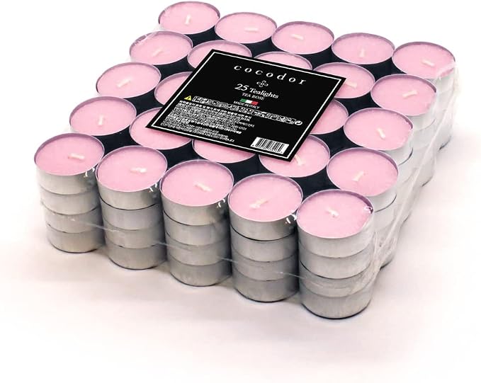 Cocod'or COCODOR Scented Tealight Candles/Tea Rose / 100 Pack / 4-5 Hour Extended Burn Time/Made in Italy, Cotton Wick, Scented Home Deco, Fragrance, Mother's Day
