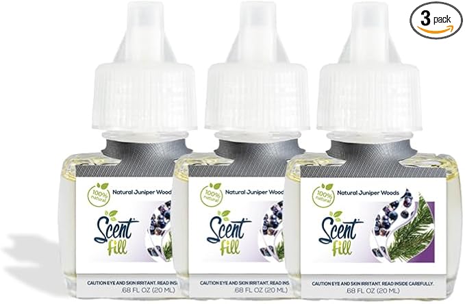 Scent Fill 100% Natural Juniper Woods Plug in Air Freshener, Scented Oil Refills, 3 Refills
