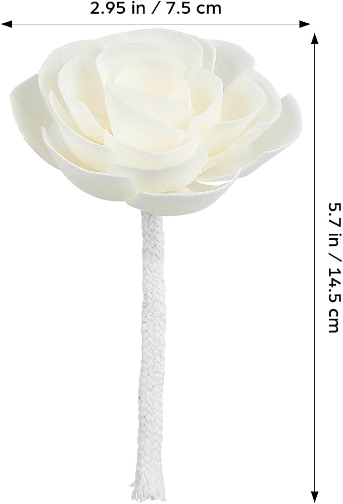 Hemobllo 4pcs Sola Wood Camellia Flower Diffuser Sticks 7cm Head & 12cm cotton wick, fast-absorb refill for 50-200ml bottles, color-changing petals for spa bathroom bedroom office, DIY aromatherapy gi
