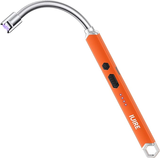 Candle Lighter Electric Rechargeable Arc Lighter with Flexible Neck (Orange)