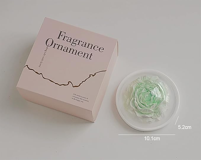 Essential Oil Passive Flower Diffuser with Fragrance -Non-Electric Peony Flower Porcelain Aromatherapy Diffusers for Small Room, Desk Decorative, Bathroom (Green, Sage and sea Salt Scent)