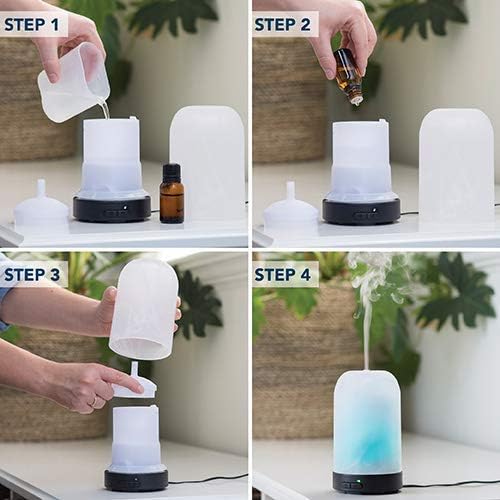 Airome Moonstone Medium Essential Oil Diffuser|100 mL Humidifying Ultrasonic Aromatherapy Diffuser 8 Colorful LED Lights, Intermittent & Continual Mist, Auto Shut-Off