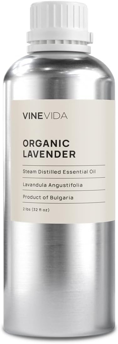 VINEVIDA Organic Lavender Essential Oil - 32 oz - Undiluted - DIY Candle Scents & Bulk for Soap Making