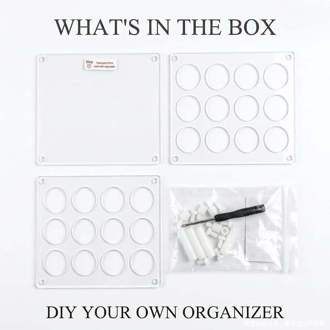 BOXIN Acrylic 2-in-1 Storage Rack, 12 Slots for 10ml/15ml/20ml Essential Oils & Slim Lipsticks, Clear Desktop Vanity Organizer