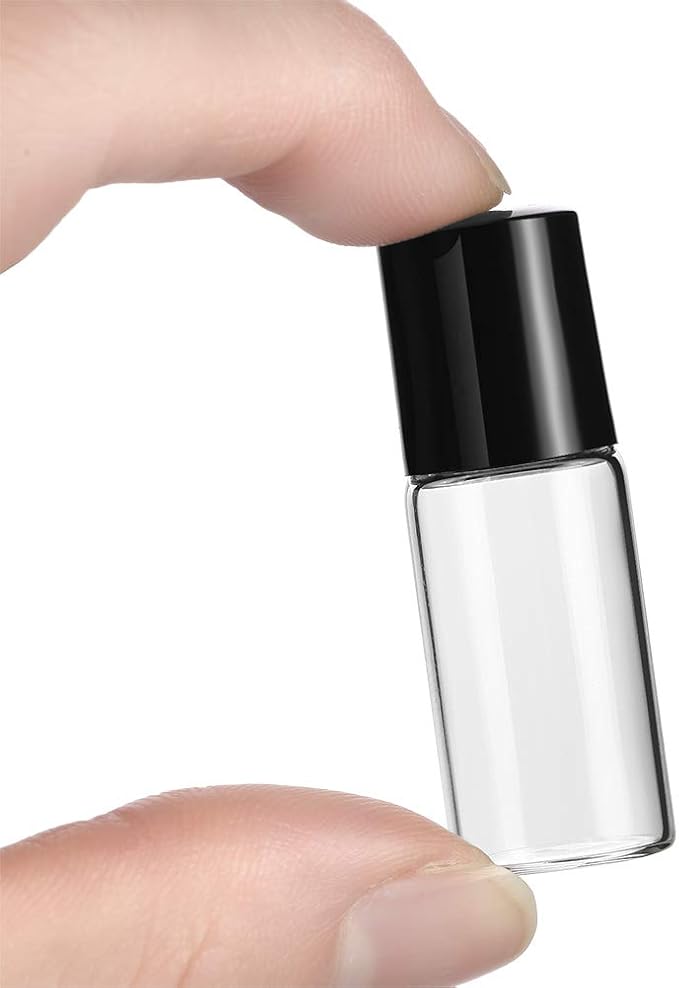 50 Pack 3ml Clear Glass Sample Vials For Essential Oils,Empty Glass Roller Bottle With Stainless Steel Roller Ball 3/4 Dram Glass Vials Perfume Roll On container-funnel,Opener,Dropper Included