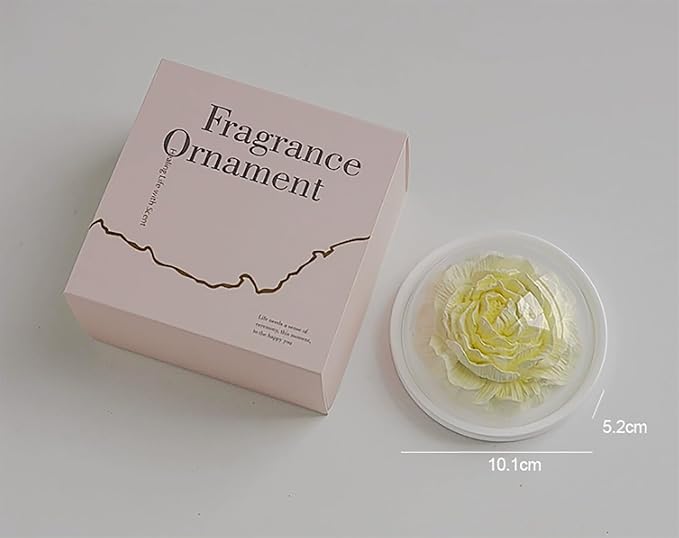 Essential Oil Passive Flower Diffuser with Fragrance -Non-Electric Peony Flower Porcelain Aromatherapy Diffusers for Small Room, Desk Decorative, Bathroom (Yellow, Chamomile Scent)