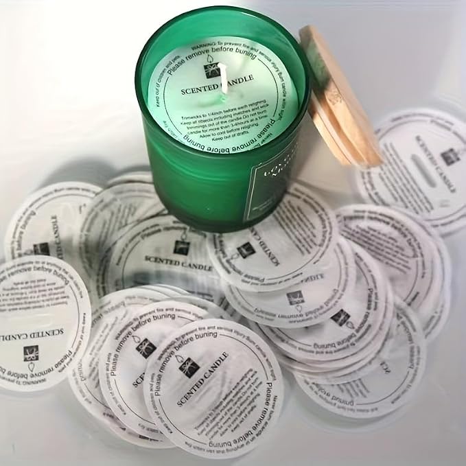 YiJiaXiang Round Scented Candle Warning Safety Stickers, Clear Labels with Candle Care Instructions, Please Remove Before Burning (200, Diameter 6.6cm)