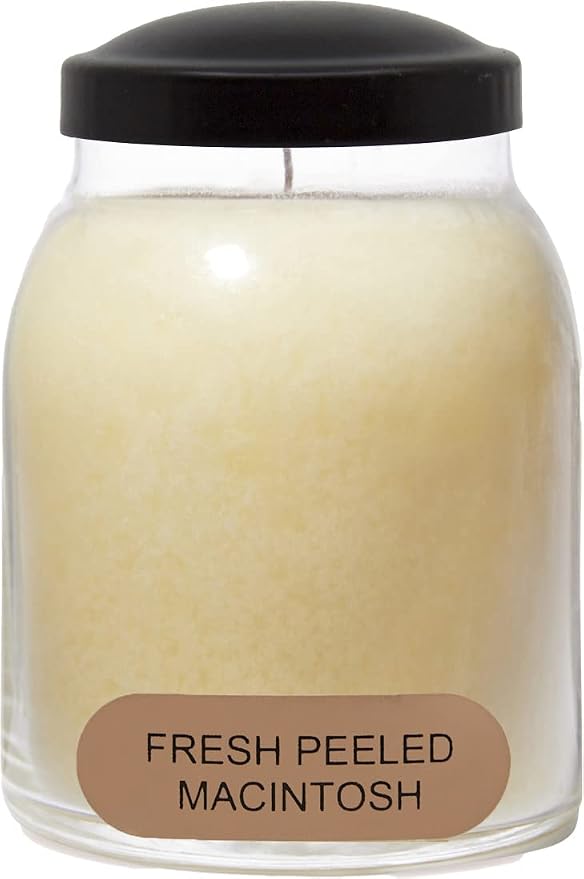 A Cheerful Giver - Fresh Peeled Macintosh Baby Scented Glass Jar Candle (6oz) with Lid & True to Life Fragrance Made in USA