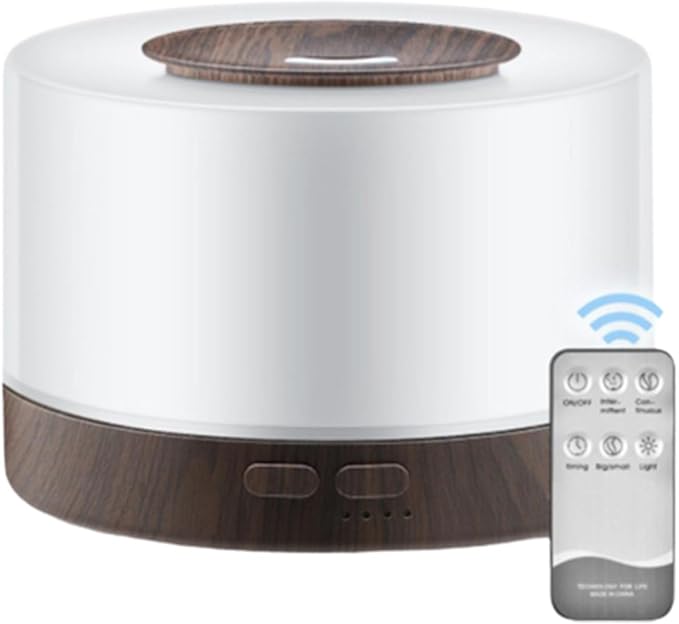 Generic Diffusers 500ml Essential Oil Diffuser with Adjustable Mist Mode, 2024 New Auto Off Aroma Diffuser 7-Colors lignts for Bedroom, Office, Brown