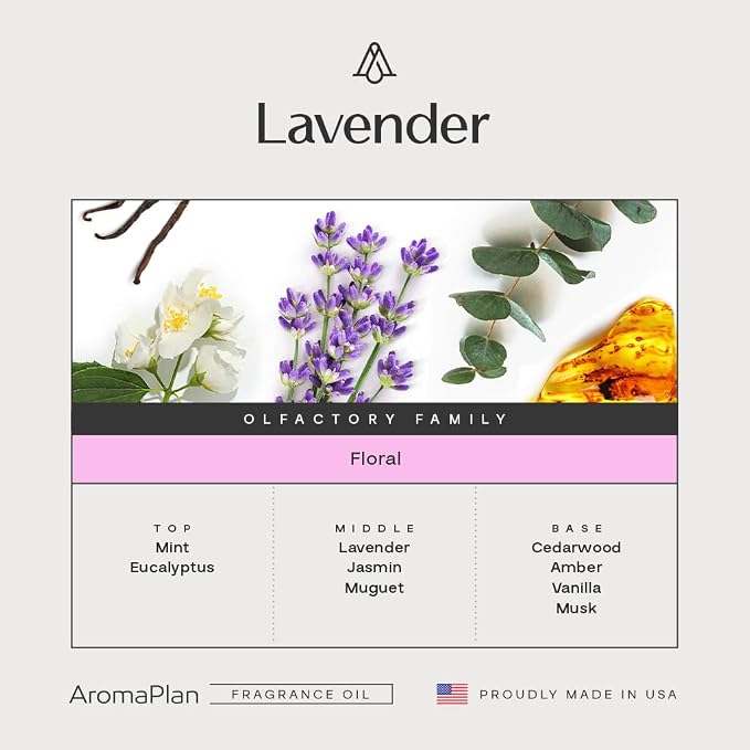 AromaPlan Hotel Scents Lavender 16 Fl Oz (473ml), Home Luxury Aroma & Diffuser Oil for Aromatherapy - USA Made, Bigger Bottle, Bolder Aroma & Longer Lasting