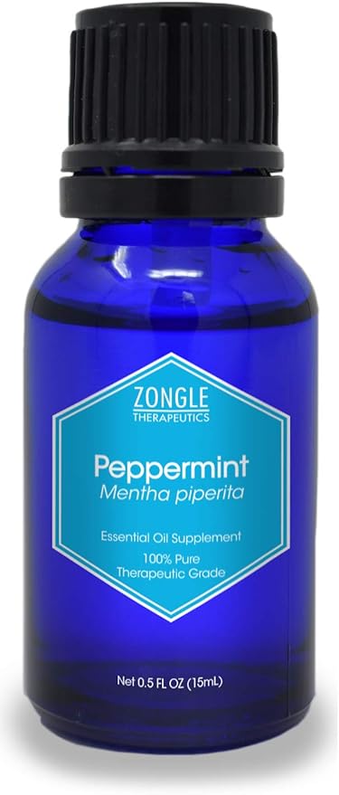 Zongle Peppermint Essential Oil, India, Safe To Ingest, Mentha Piperita, 15 mL
