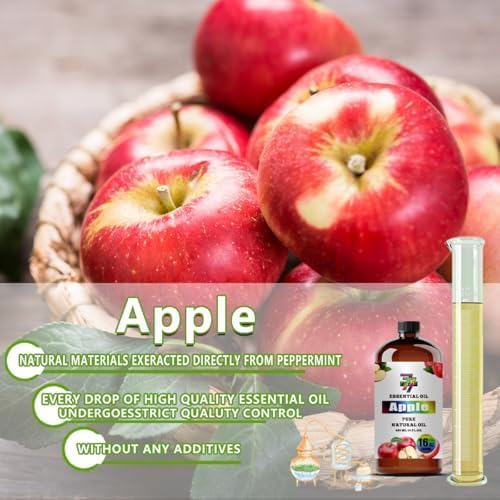 Apple Essential Oil, Apple Oils, for Diffuser, Humidifier, DIY Candles, Soap, Kitchen, Home, Gift, Essential Oil, GV77ZF Apple Fragrance Oil - 16 fl oz (480 ml)