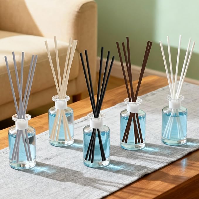 5 Mixed Colors Reed Diffuser Sticks 7.5inch/3mm - 130pcs Fiber Reed Fragrance Sticks Refill for Home and Bathroom - Rattan Essential Oil Sticks for Scented Diffuser (3mm X 19cm (130pcs))