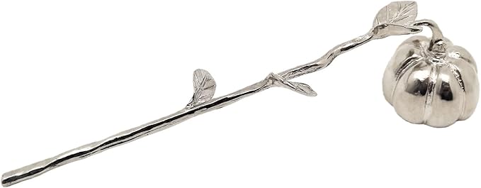 AIM & GGKK Silver Pumpkin Candle Snuffer Extinguisher - Long Handle for Safe Flame Out,Decorative Snuffers Accessory for Candle Lovers