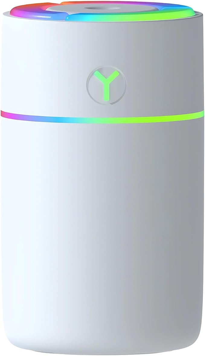 Compact Usb Mini Humidifier, Travel Friendly Cool Mist Diffuser With Colorful Light, Quiet 230 Ml For Car And Desk