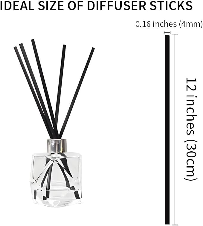 50PCS Black Fiber Reed Diffuser Sticks 12 Inch Long 4mm Diameter Strong Absorption Refill Replacement Reeds for Diffuser Stick Essential Oil Scented Aroma Fragrance Rod for Home Office Spa