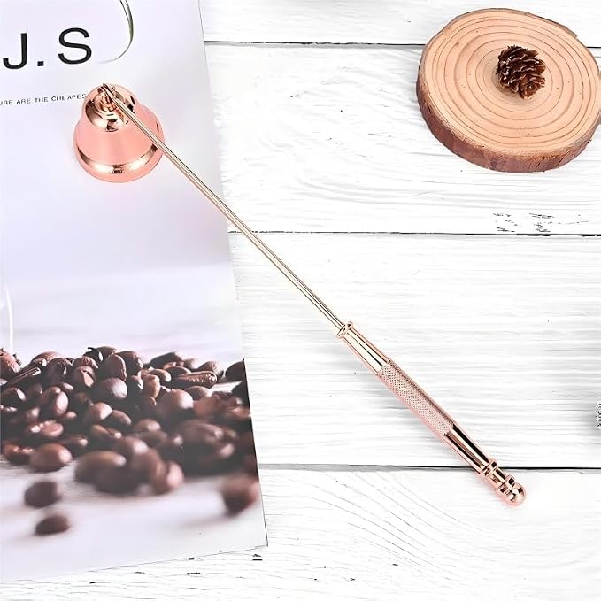 Candle Snuffer,Rose Gold Metal Candlesnuffers Wick Snuffer Candle Accessory with Long Handle for Putting Out Extinguish Candle Wicks Flame Safely
