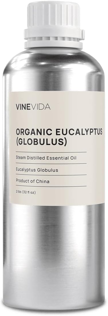 VINEVIDA Organic Eucalyptus Essential Oil 32 oz - Undiluted Candle Scent DIY Scents for Candlemaking Bulk Soap Making,32GALV-OBP-ORG-EUC-32