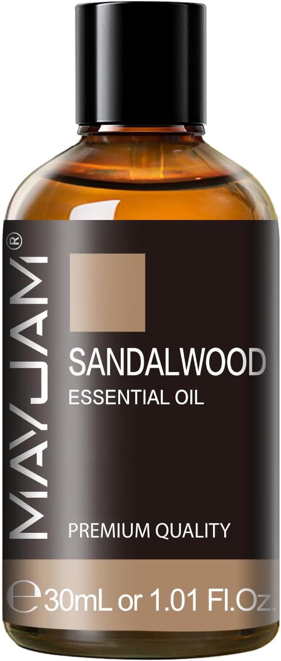 Sandalwood Essential Oil 1.01FL.OZ, MAYJAM Premium Aromatherapy Sandalwood Oil for Diffuser, Candle Making, Home Office Car Yoga Use, 30ML/Bottle